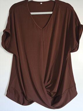 Women’s V-Neck Twist Front Top - Brown Sz XXL NWOT